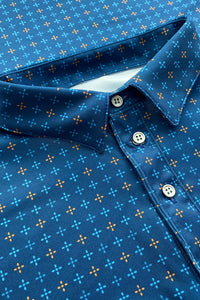 Polo Deportiva Estampada Azul Acero para Niño