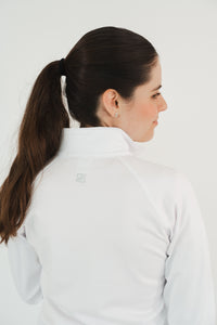 Chamarra blanca golf mujer cierre completo - Felpa ligera interior deportiva elegante Zendra