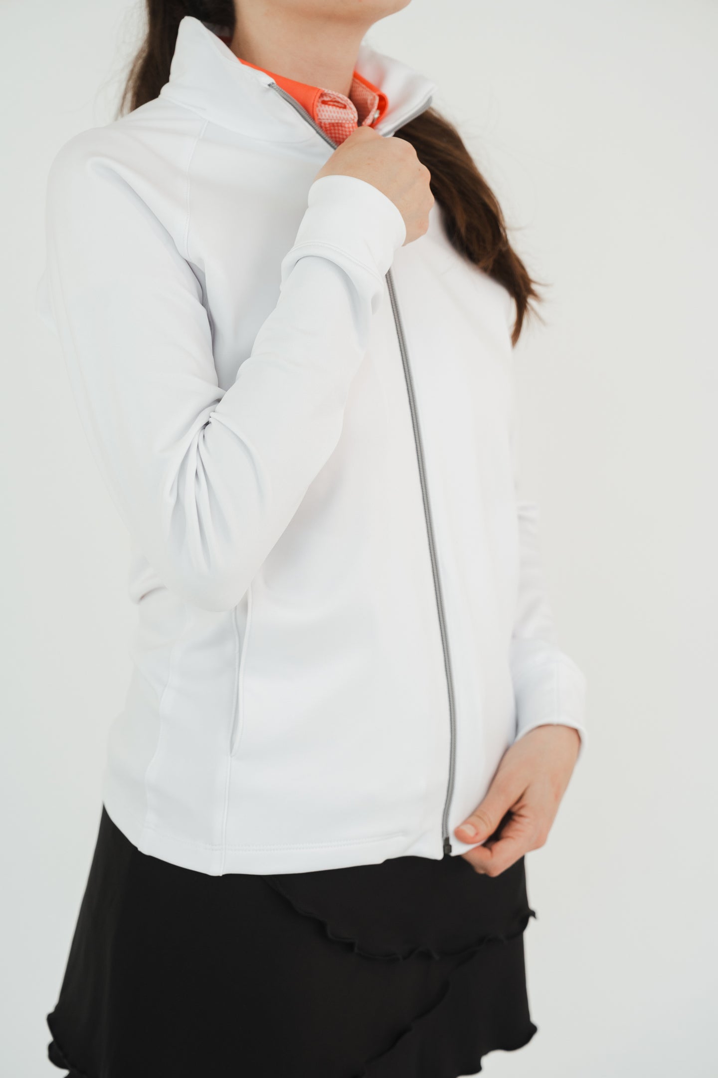 Chamarra deportiva blanca felpa ligera mujer - Comodidad calidez para golf clima fresco Zendra