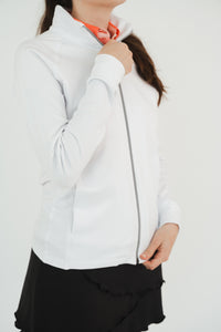 Chamarra deportiva blanca felpa ligera mujer - Comodidad calidez para golf clima fresco Zendra