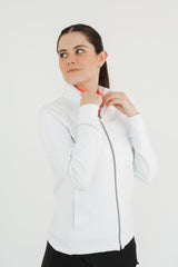 Chamarra deportiva mujer blanca golf - Felpa ligera cómoda versátil clima variable Zendra Sports