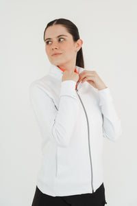 Chamarra deportiva mujer blanca golf - Felpa ligera cómoda versátil clima variable Zendra Sports