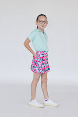 Falda deportiva con estampado floral para niña, ideal para golf, pádel o tenis con licra y bolsillo