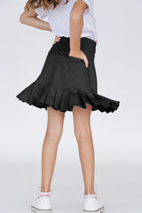 Falda de Golf Negra para Niña con Tablas y Lycra Dryfit