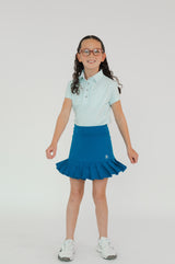 Falda deportiva golf con tablones azul para niña con lycra