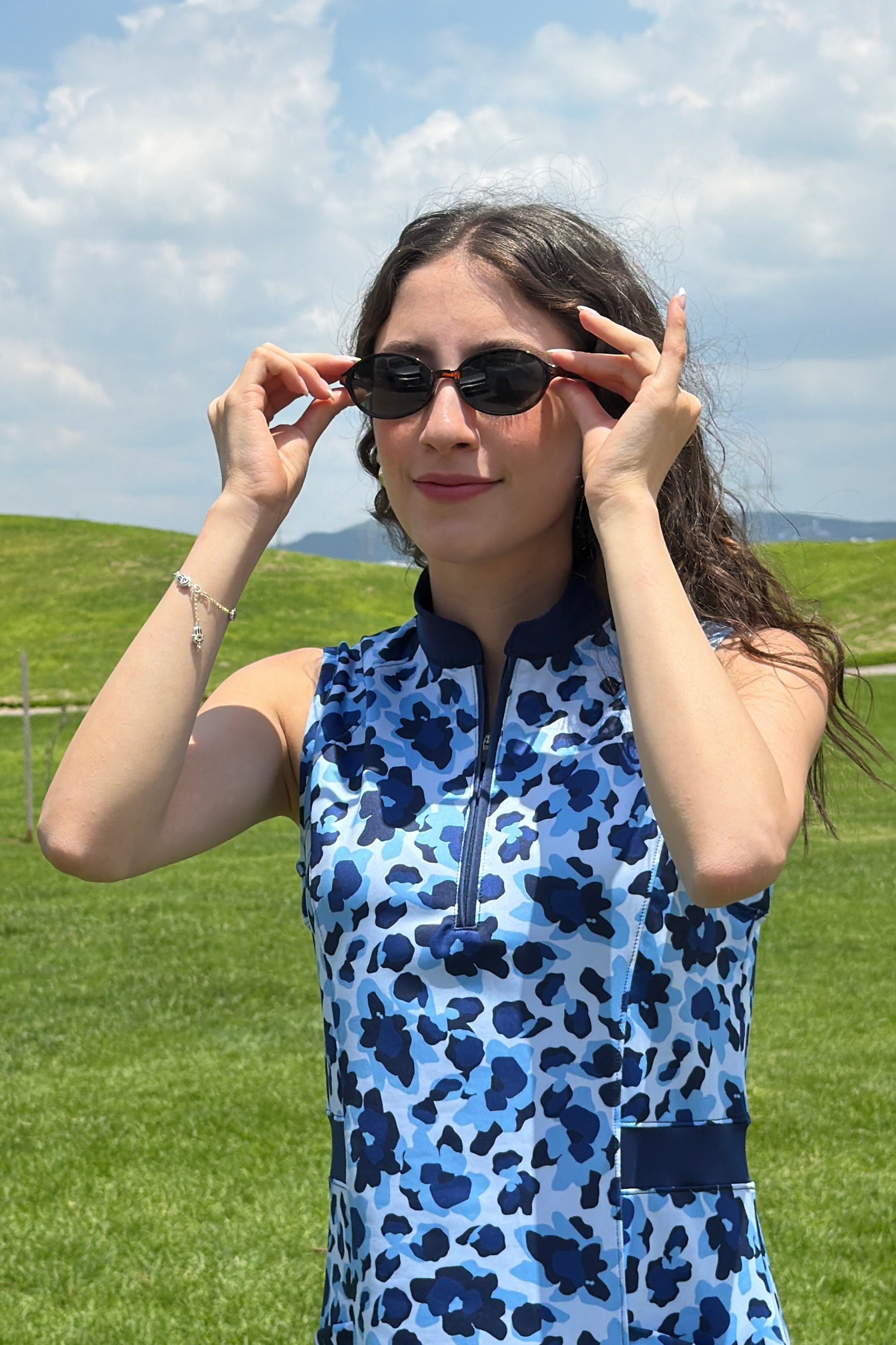 Vestido Deportivo de Golf Estampado Azul para Dama con Lycra