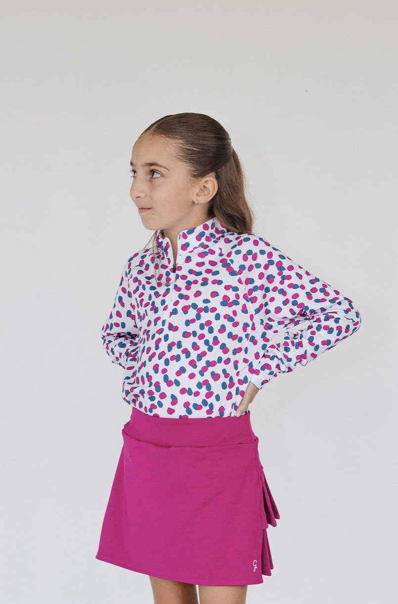 Playera golf niña manga larga con puntos - Colección exclusiva Gaby López diseño profesional