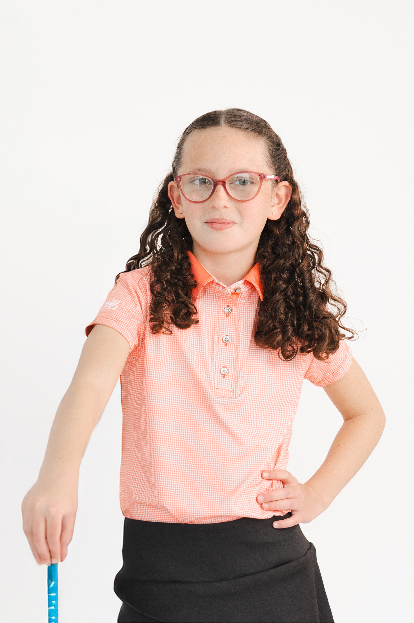 Polo golf DryFit coral para niña - Playera deportiva con protección UV Zendra Sports