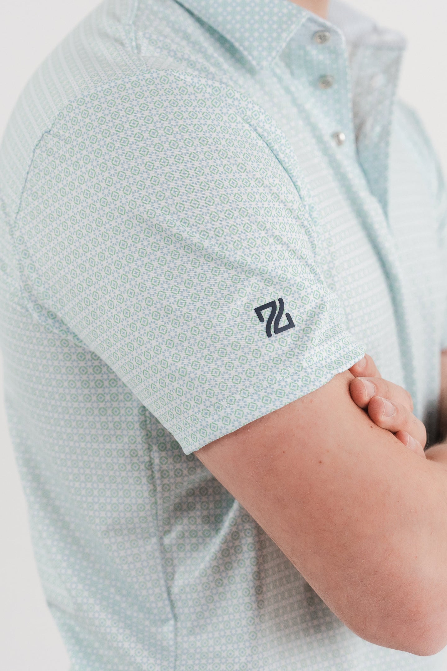 Polo golf azul claro hombre DryFit - Estampado moderno transpirable fresca Zendra