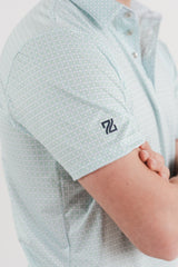 Polo golf azul claro hombre DryFit - Estampado moderno transpirable fresca Zendra