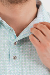 Polo hombre golf estampada azul claro - DryFit secado rápido deportiva Zendra
