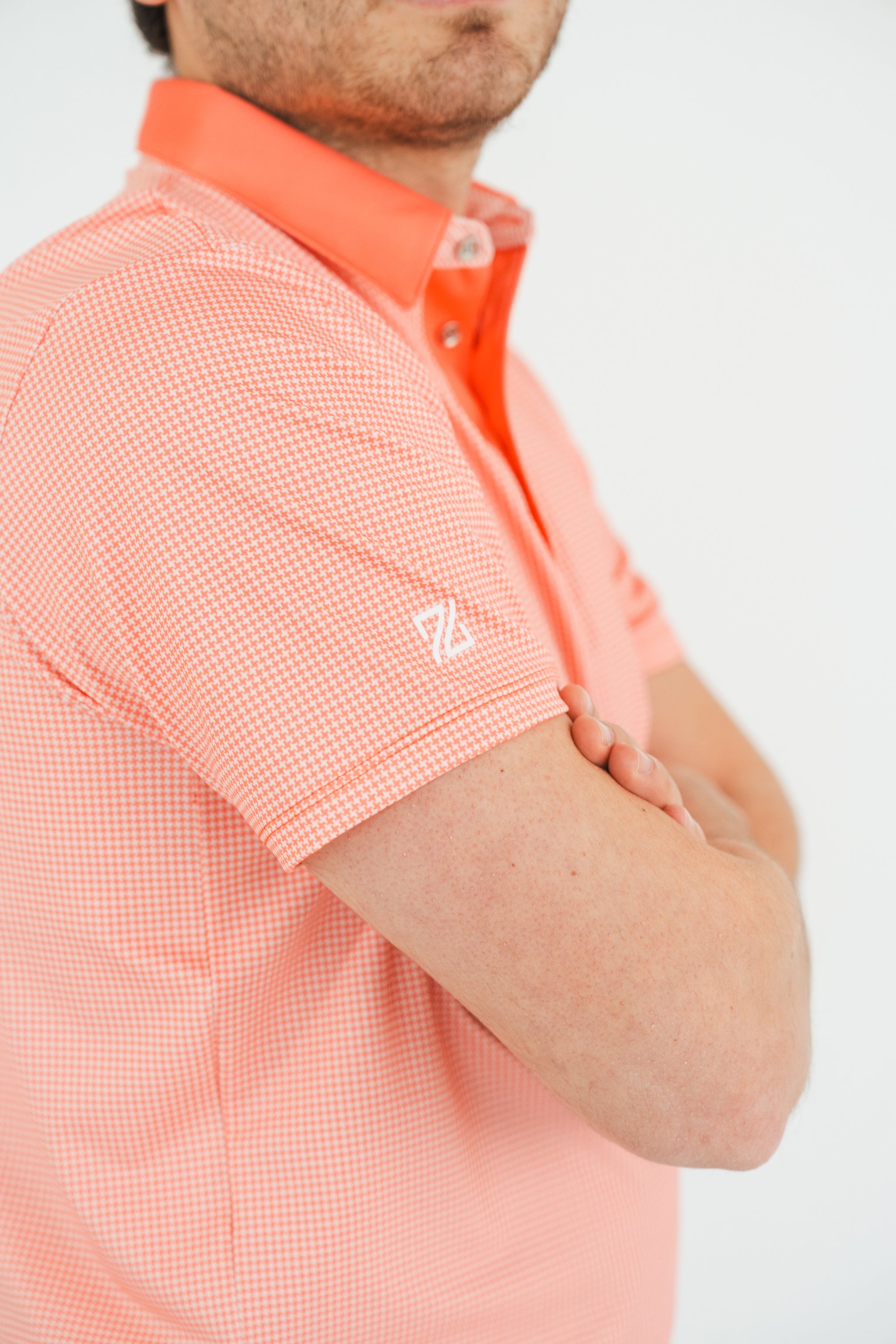 Polo hombre golf estampada coral - DryFit secado rápido protección UV Zendra Sports