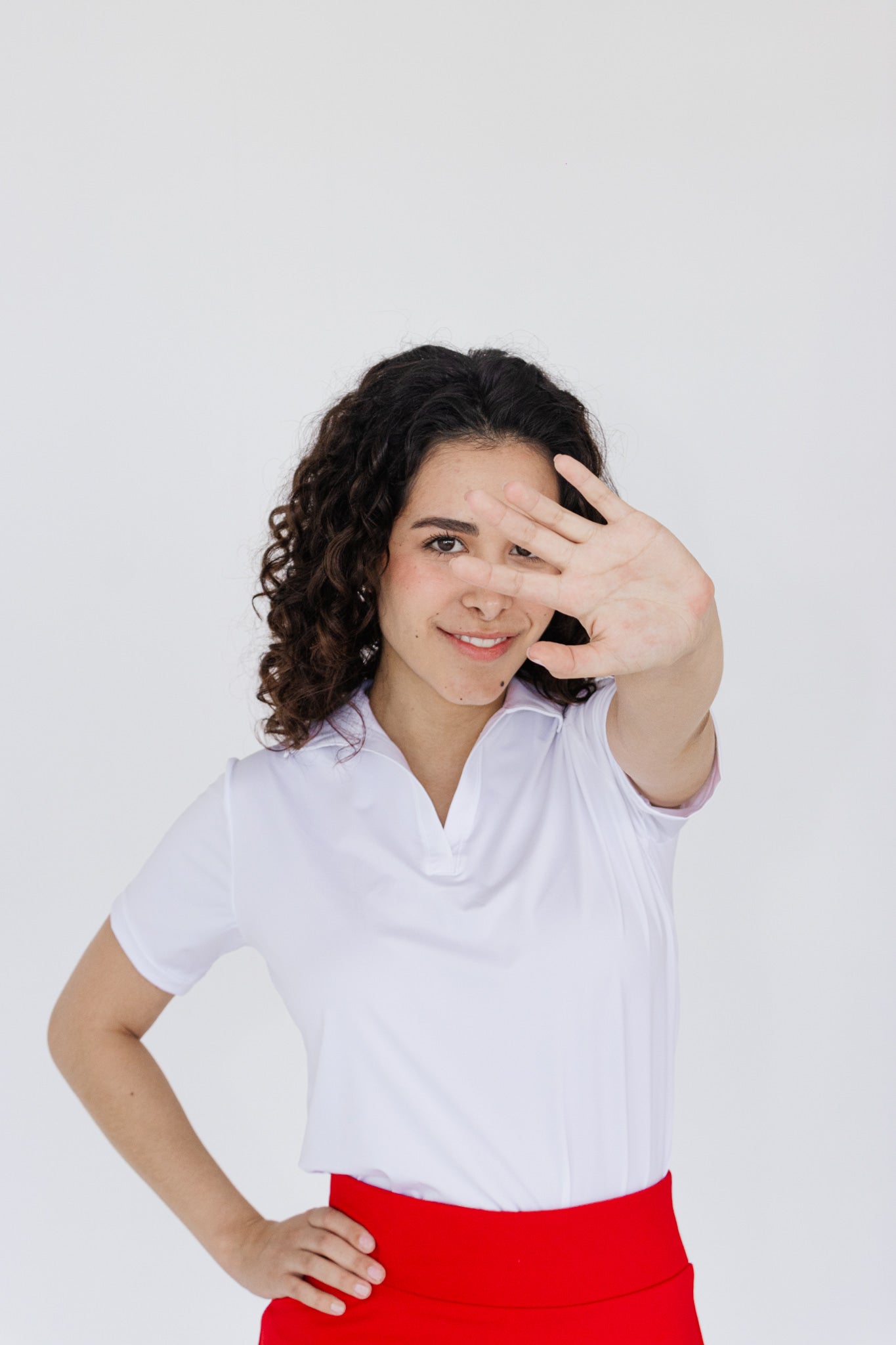 White Buttonless Sports Polo