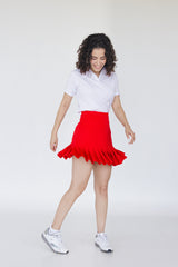 Red Pleated Sports Skirt