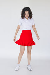 Red Pleated Sports Skirt