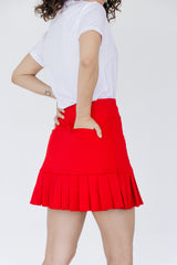 Red Pleated Sports Skirt