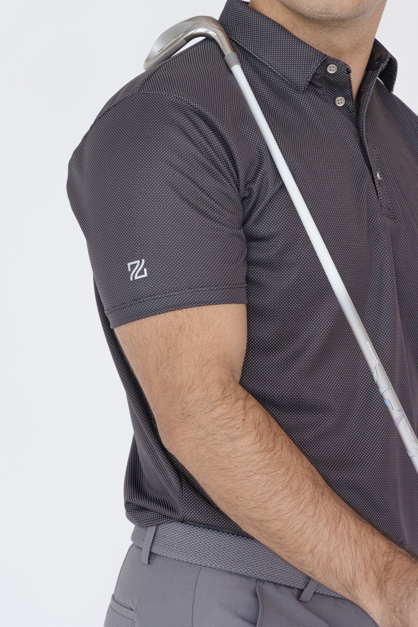 Sports Polo Shirt with Dots, Grey