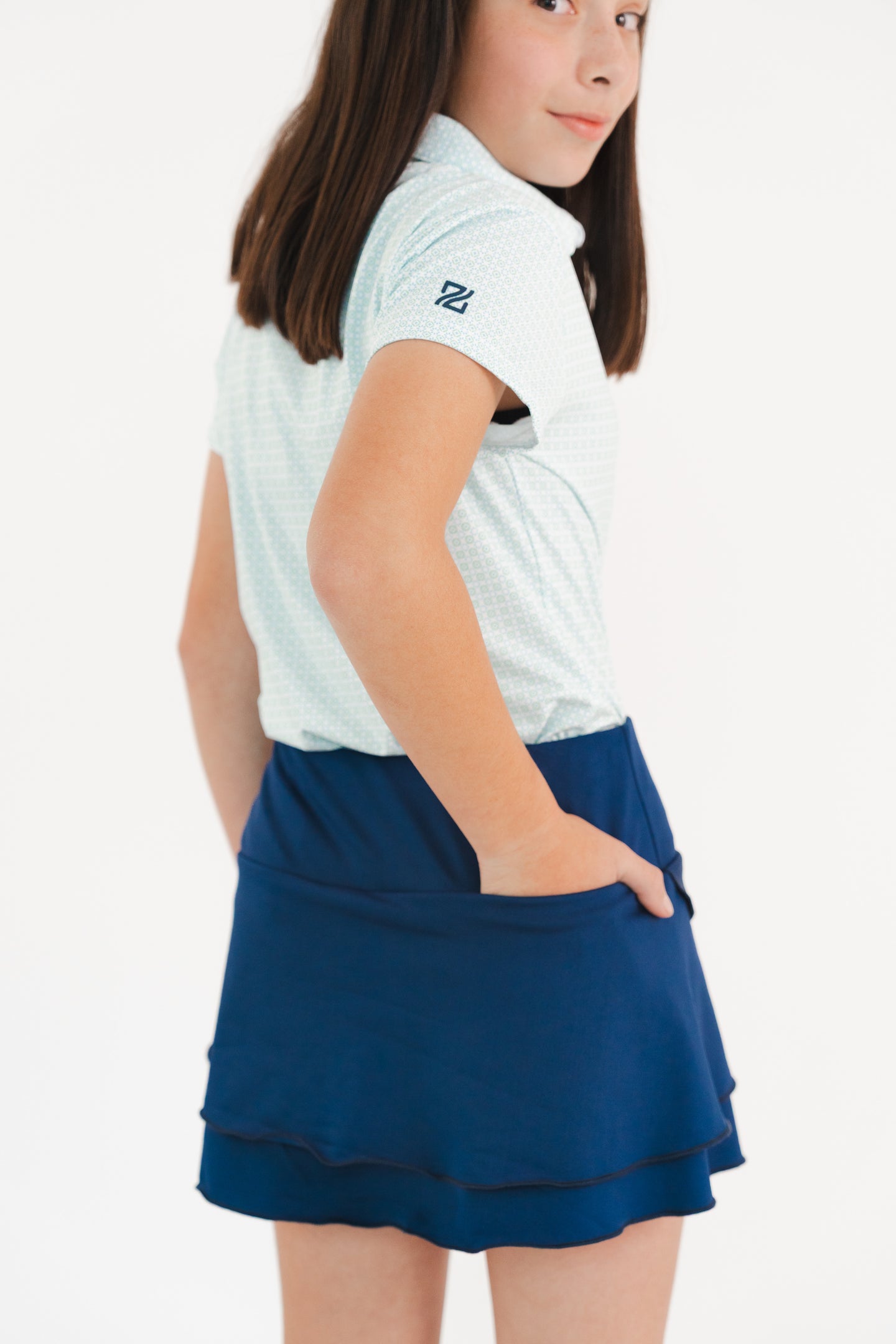 Falda de Tulipán Azul Marino para Niña con Lycra y Bolsa