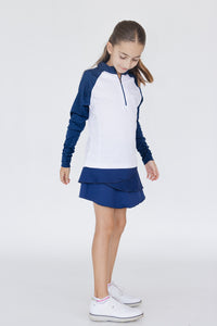 Sports Skirt in Tulip, Navy Blue x Gaby López, for Girls