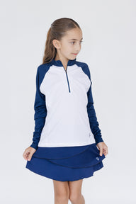 Sports Skirt in Tulip, Navy Blue x Gaby López, for Girls