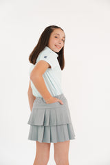 Falda de Golf para Niña Gris con Tablones - Lycra DryFit y Bolsa