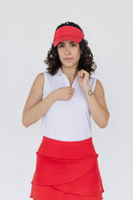 White Sleeveless Zip Up Sports T-Shirt