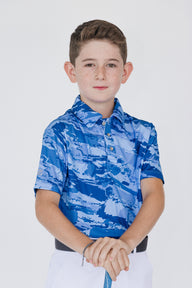 Sports Polo with Blue Camouflage