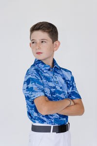 Sports Polo with Blue Camouflage