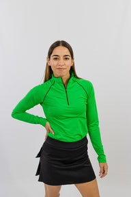 Sports Jersey with Zipper and Long Sleeves, Green