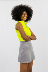 Neon Yellow Sleeveless Zip Up Sports T-Shirt