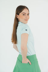 Polo Golf Estampada Azul para Dama DryFit y Protección Solar