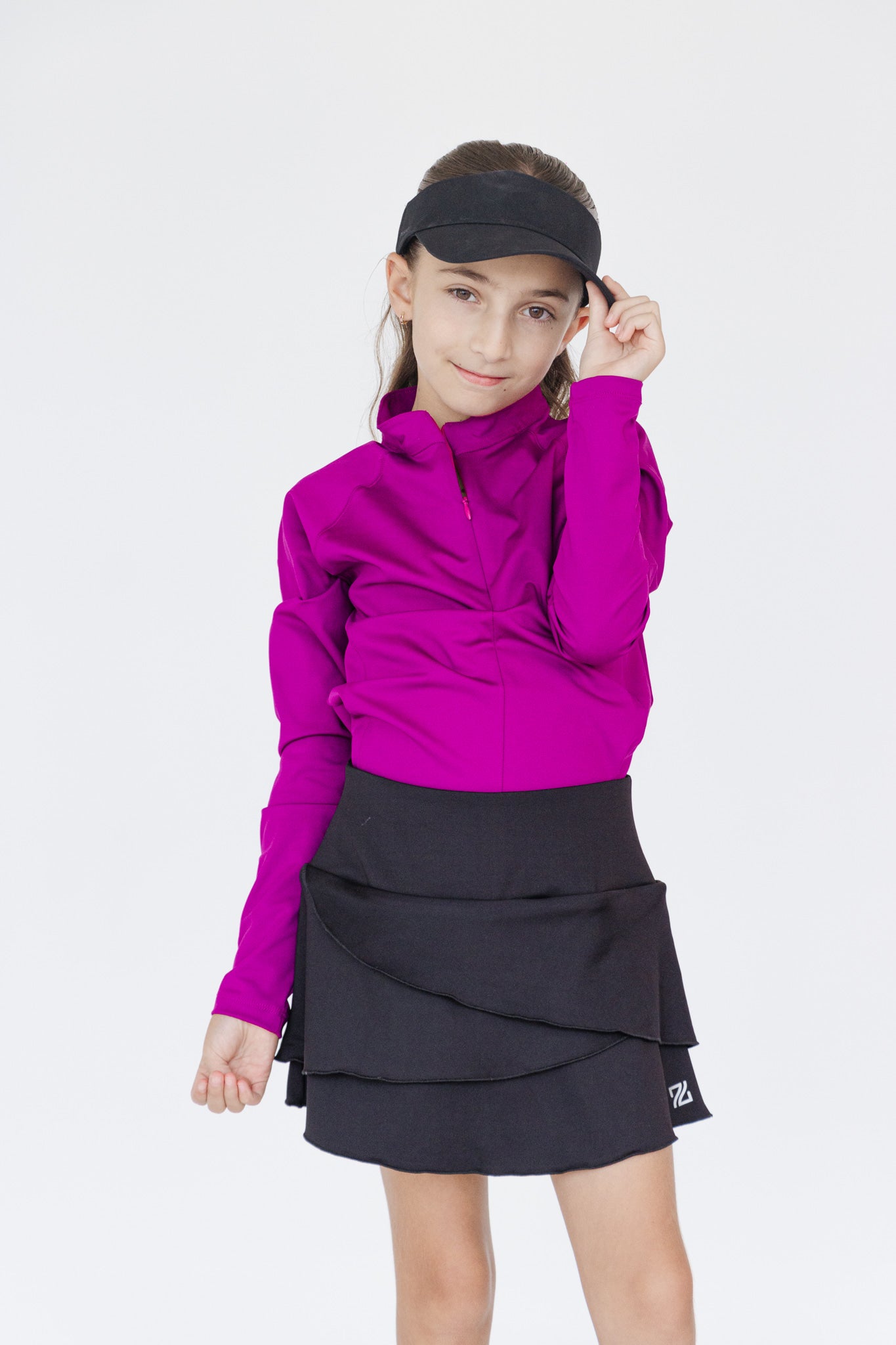 Falda de golf niña Zendra negra tulipán con lycra Dry