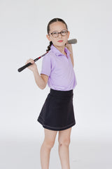 Conjunto de golf para niña con falda negra y polo lila – Zendra México