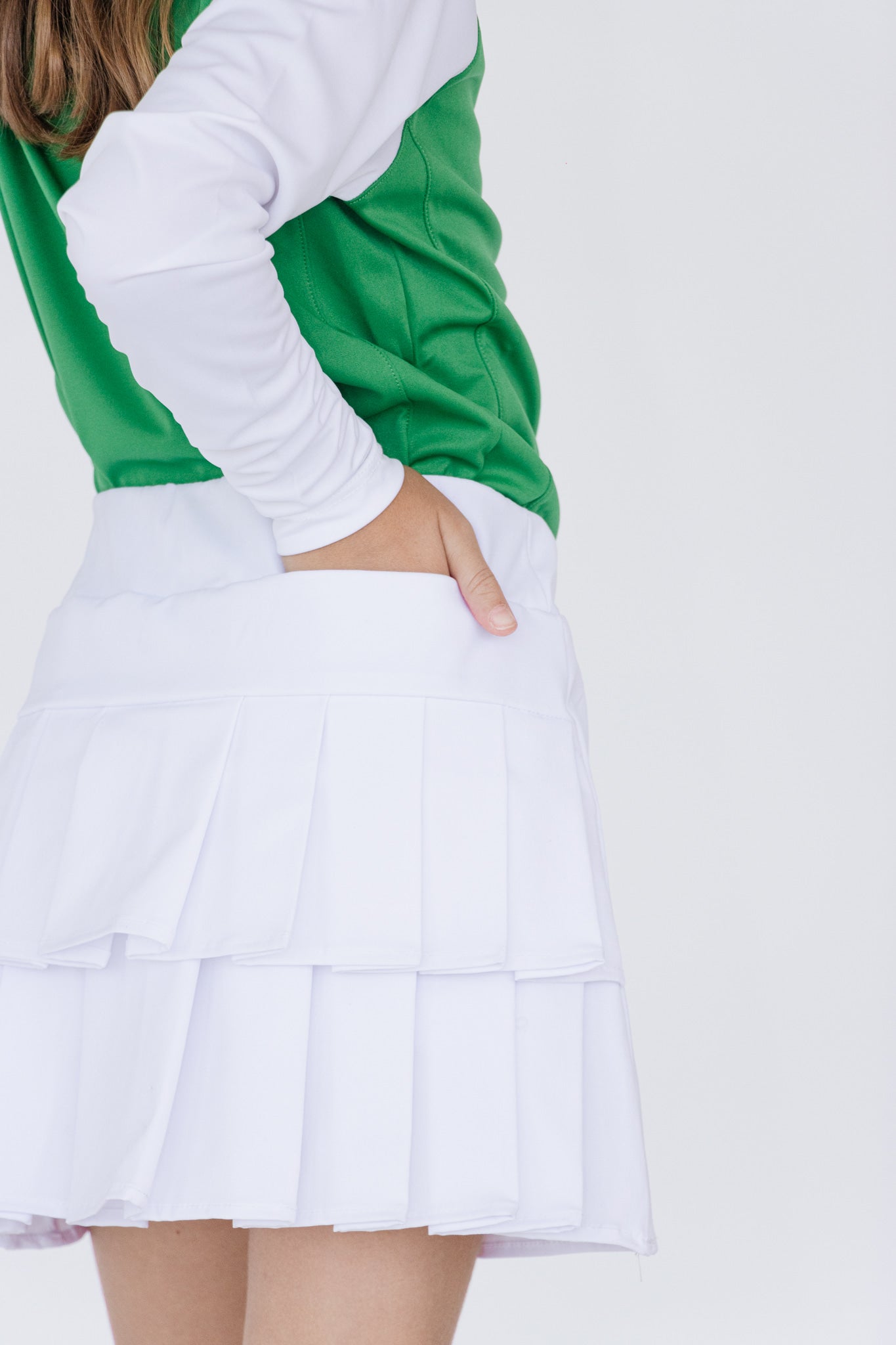 Falda deportiva de golf para niña blanca con tablones