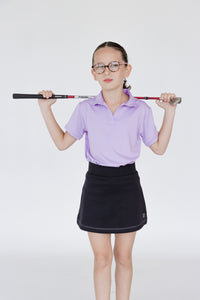 Falda para niña Zendra color negro ideal para golf, con tela deportiva dryfit