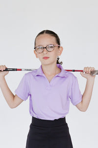 Polo de golf niña Zendra color lila con tecnología Dry y protección solar