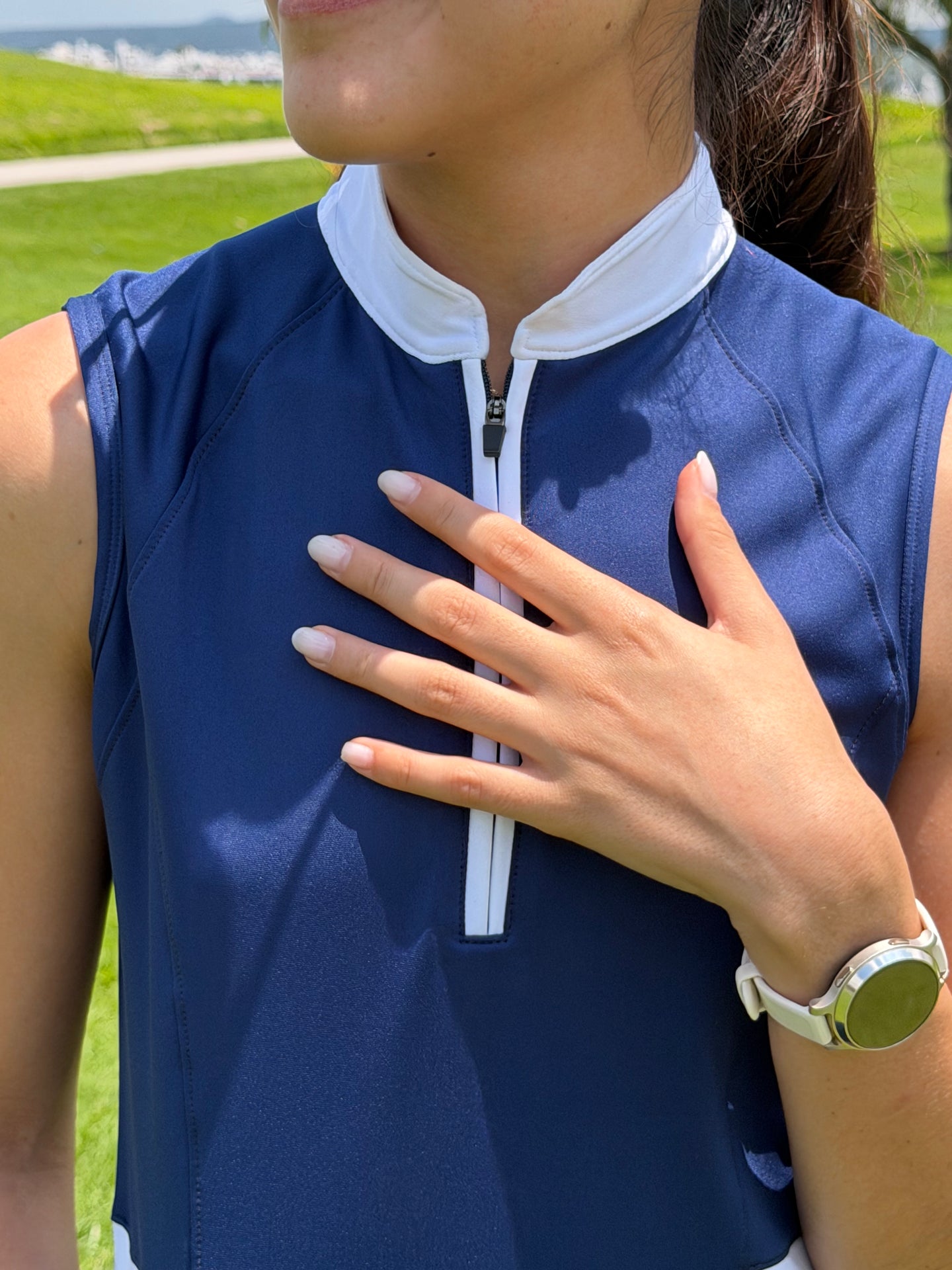 vestido deportivo con cierre para golf azul marino para dama