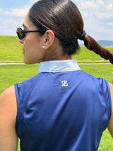 vestido para golf azul marino con lycra para adama